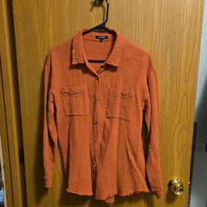 H&M Men's Rust Button-Up Shirt Jacket